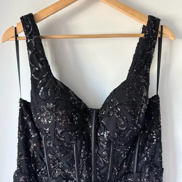Fashion Nova Black Sequin Corset Gown - Picture 3 of 5